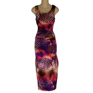 Ruby Rox Sleeveless Multicolor Maxi Dress With Ruching, Size Small